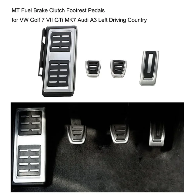 MT Fuel Brake Clutch Footrest Pedals for VW Golf 7 VII GTi MK7 Audi A3
