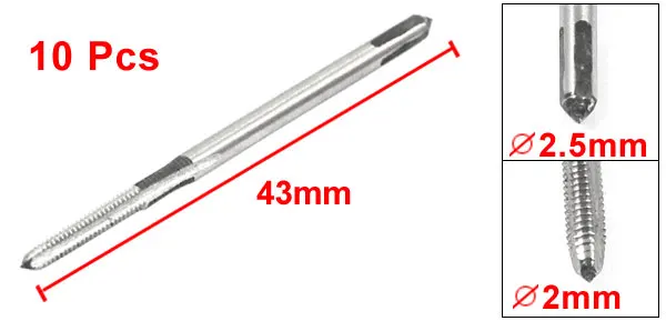 

10Pcs Square Head HSS M2 2mm 3 Flutes Hand Screw Thread Metric Plug Tap LXM