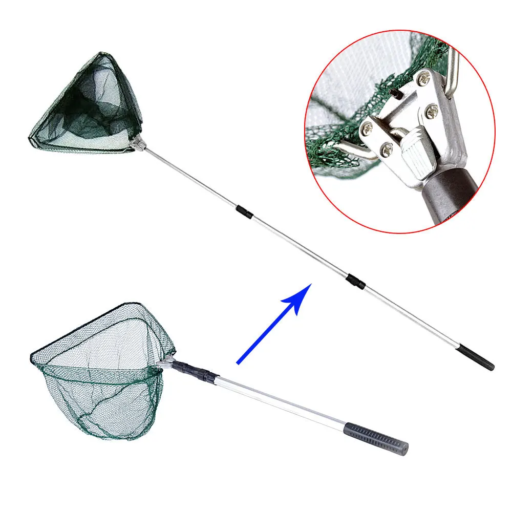 Aluminum 3 Section Extending Pole Triangular Brail Durable Folding Fish