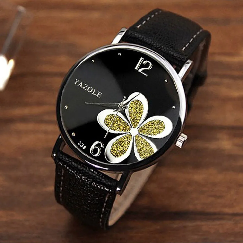 Женские часы reloj mujer Часы relogio feminino Наручные часы цветок Мода кожа аналоговые кварцевые Vogue наручные часы