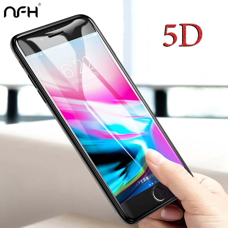 

NFH 5D Tempered Glass For iPhone 7 8 X 6 6S Plus 5 D Screen Protector Glass For iPhone On XS Max XR 10 Film Full Cover Edge 5 D