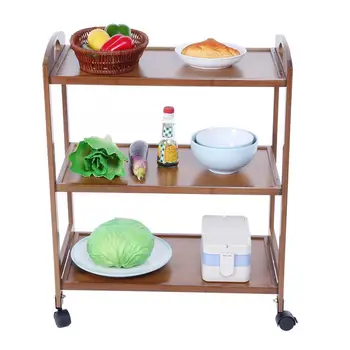 

Wall Shelf 3-Tier Moveable Kitchen Trolley Rolling Storage Rack Organizer With Wheels Rack Paper Towel Holder