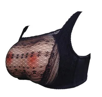 

Artificial Silicone Fake Breast Form Crossdress Silicone Breast Forms Transvestism Dressed As Woman C-E Cup with Bra Black Color