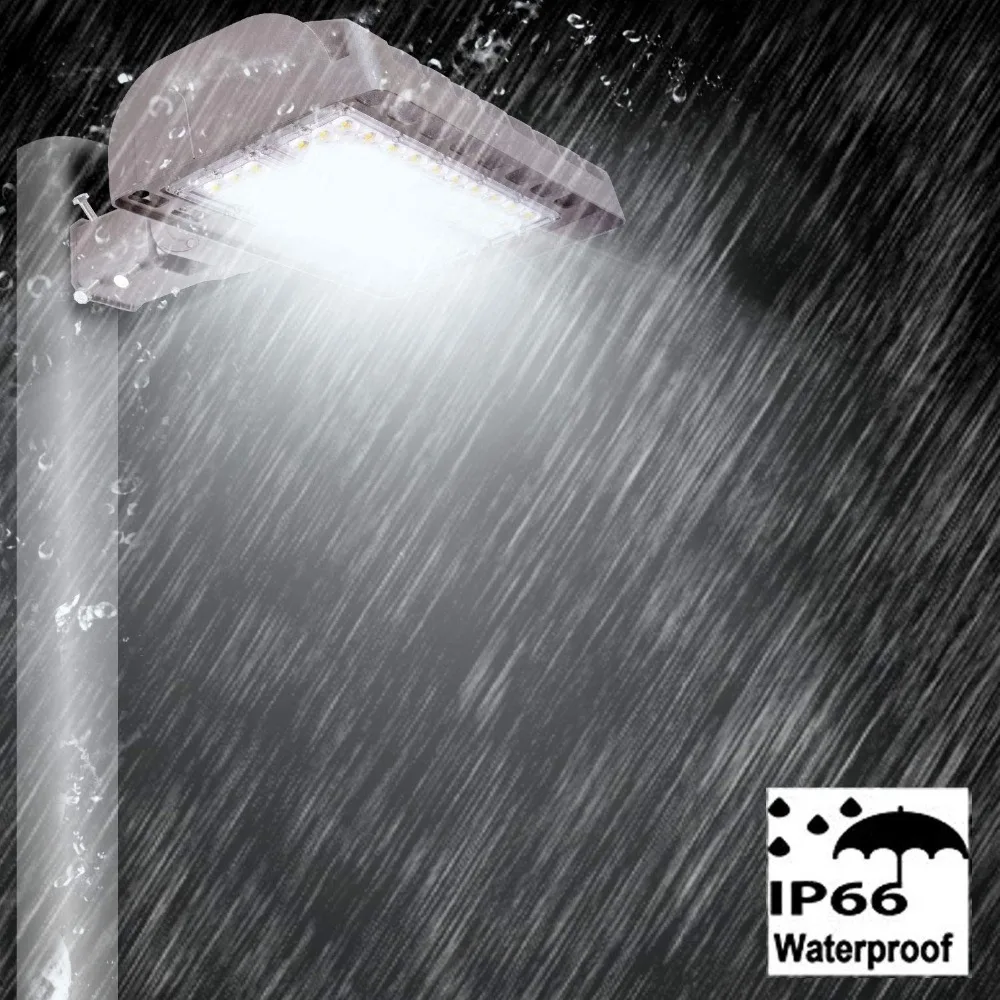 FaithSail 150W LED Parking Lot Lighting Outdoor Shoebox Pole Lights, 19000LM, 5700K, 450W MHHPS Replacement, Ultra Bright Commercial Area Street Shoe Box Flood Parking Lot Lighting, Slip Fitter Mount (4)