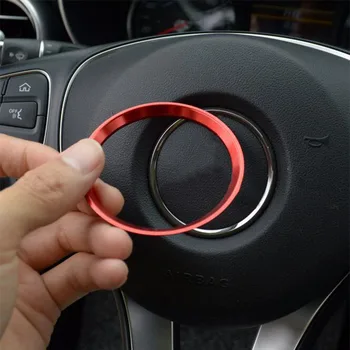 

Logo Car Steering Wheel Ring Parts Interior Center Horn Circle Mounting Sticker ABS 1pcs For Mercedes Benz A B C CLA GLE