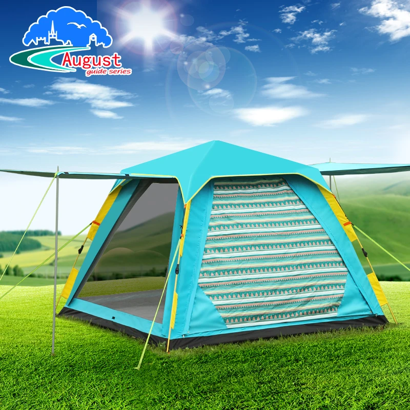 

Automatic canopy outdoor 3-4 people double layer rainproof camping tent thick silver coated UV waterproof oxford tent