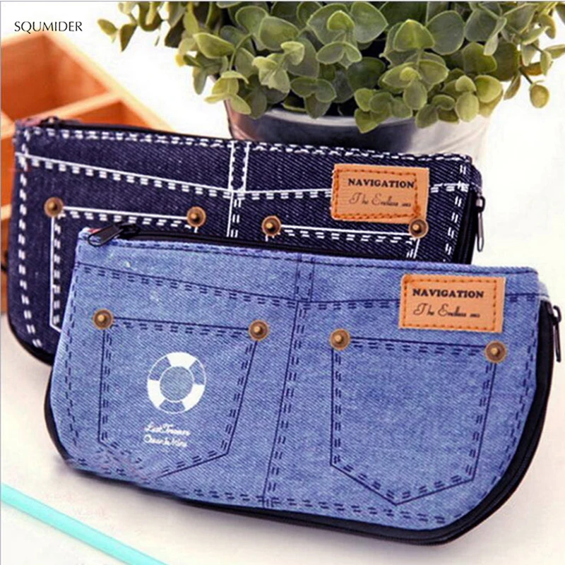 

Creative Cowboy Canvas Pen Bag Shorts Styling Pencil Case Large Capacity Simple Bag for Boys&Girls School Stationery Supplies