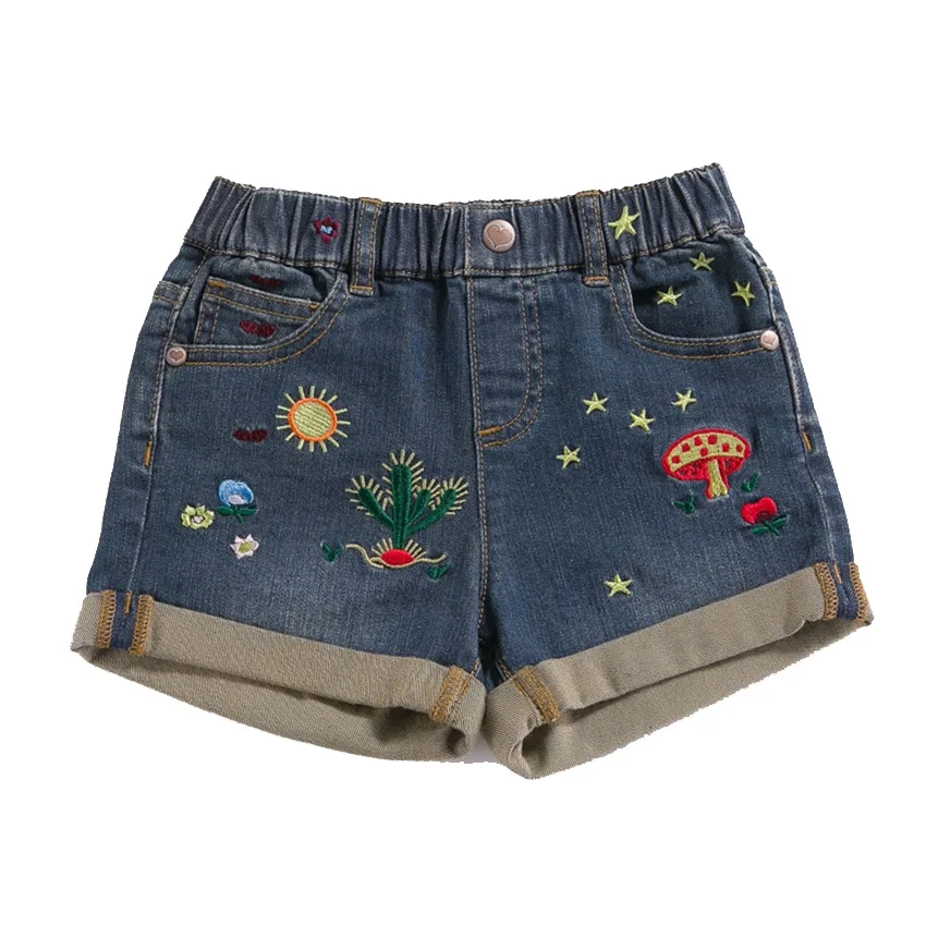 

Brand New Summer 2018 Floral Ebroidery Jeans for Girls Shorts Kids Children's Denim Short Clothing Young Girls Casual Trousers
