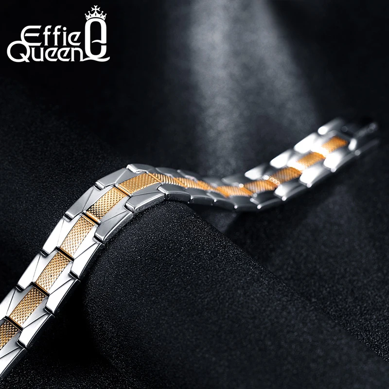 Effie Queen акция черная цепочка сцепляется мужские браслеты высокое качество нержавеющая сталь 16 мм. ширина браслета опт IB02