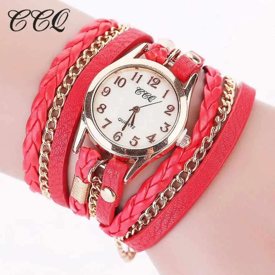 Женские часы CCQ винтажные с кожаным браслетом Роскошные наручные 2019 relojes de mujer #