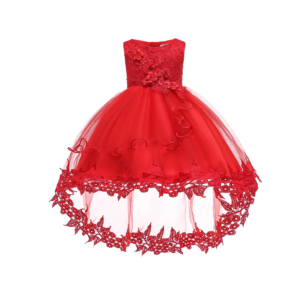 Детские платья с хлопковой подкладкой г. Новое поступление, красное платье для малышей 1 года, платья для девочек на день рождения, крестины со шлейфом