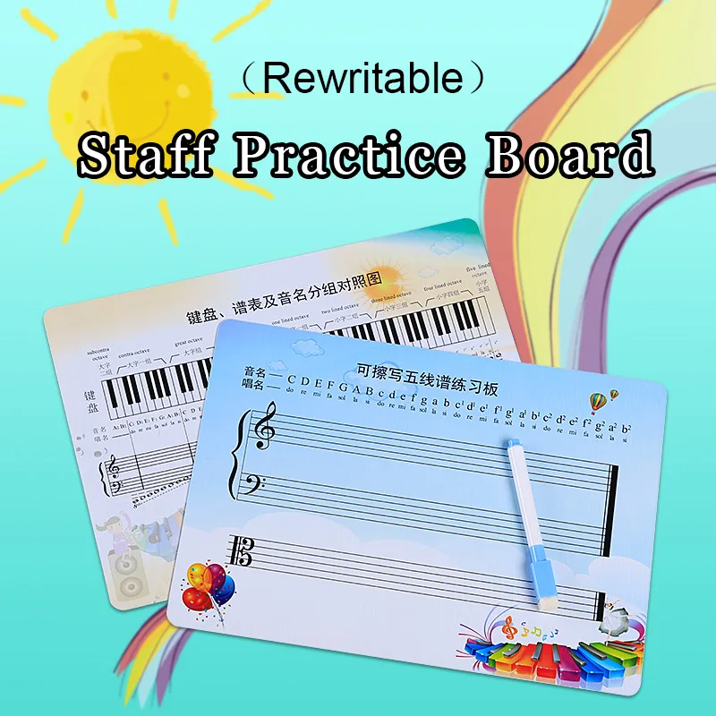Rewritable Musical Notation Staff Sheet Practice Board Exercise Blank Card For Beginner Learner Student Child Piano Accessories Rewritable Musical Notation Staff Sheet Practice Board Exercise Blank Card For Beginner Learner Student Child Piano Accessories