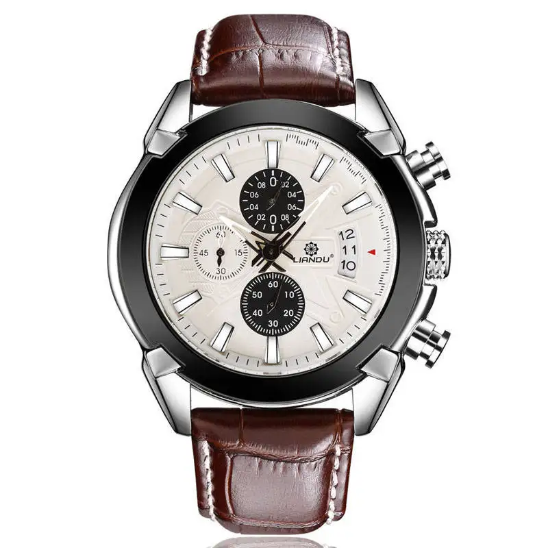 Стиль LIANDU мужские часы лучший бренд класса люкс кожа кварцевые часы хронограф светящийся Спорт Мужские наручные часы reloj hombre