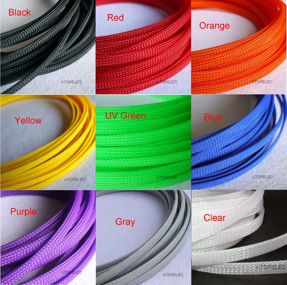 6mm BLACK RED Expandable Braided DENSE PET Cable Sleeve