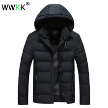 WWKK куртка мужская зимняя куртка для мужчин большой размер casual пальто Повседневная парка тонкий хлопок с капюшоном parkas Casaco Masculino Новинка