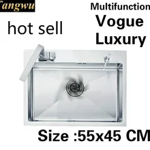 Квартира кухня ручная раковина одинарная мойка vogue сделать блюда 304 нержавеющая сталь Горячая 55x45 см