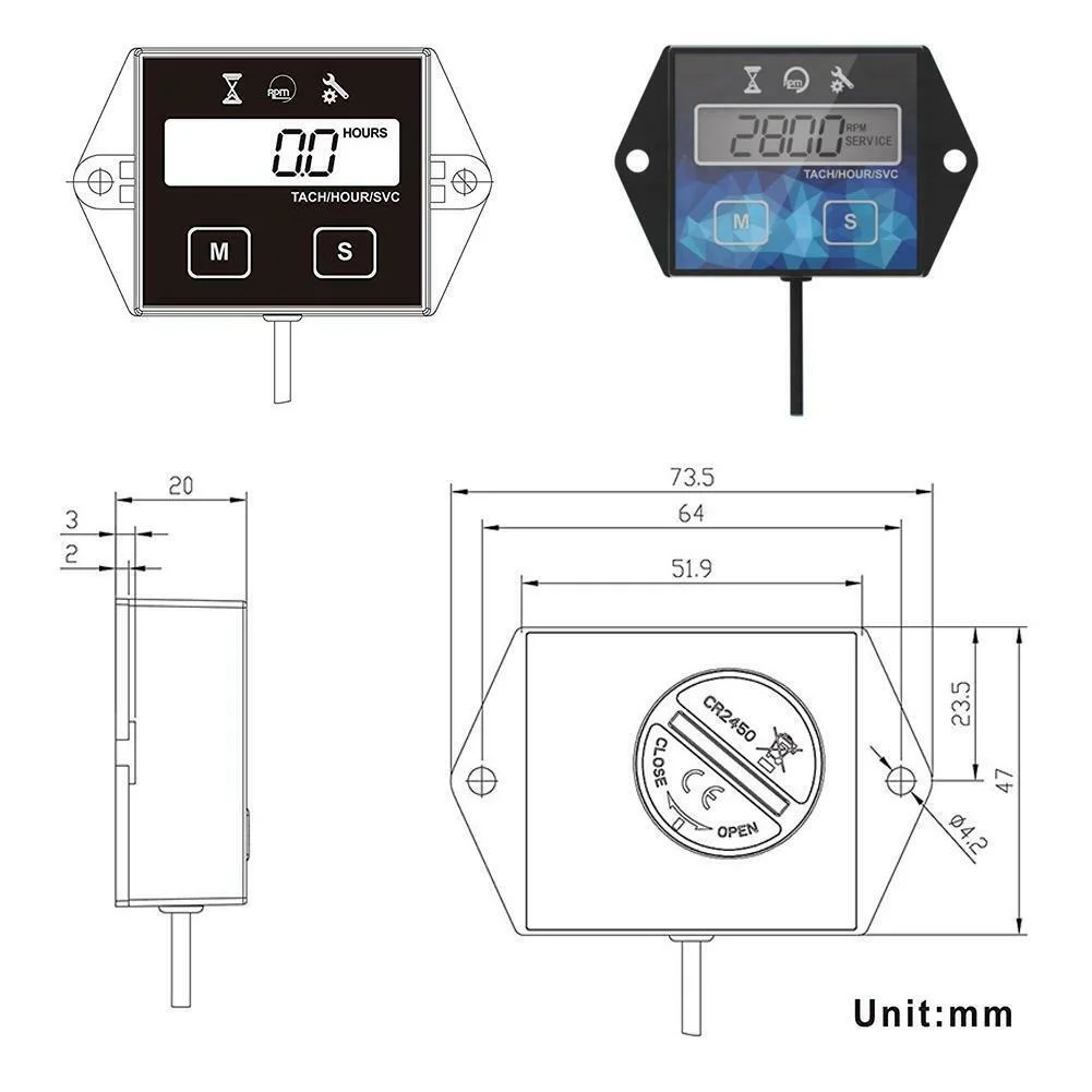 

LCD Motorcycle Tachometer IP65 0.1H/1H 1pc Meter Speed Timer ABD 3V Parts Accessories ATV Waterproof
