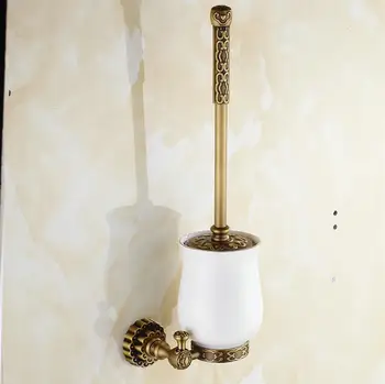 

Free Shipping Wholesale and Retail High-end Carving Wall Mounted Toilet Cleaning Brush Antique Brass Toilet Brush Holder H2391
