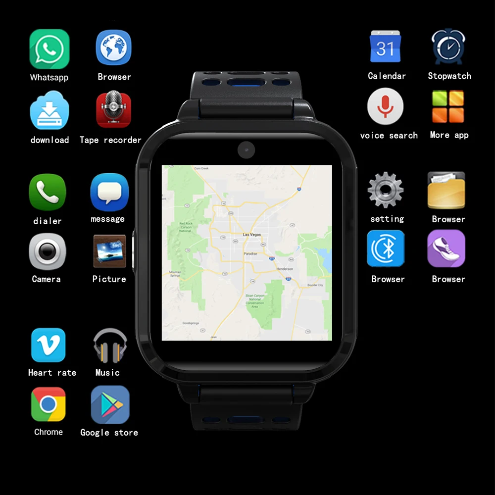 4G smart watch phone Android 1GB/8GB Bluetooth watch phone waterproof Heart Rate tracker GPS WiFi smartwatch pk Z28 Q1 pro