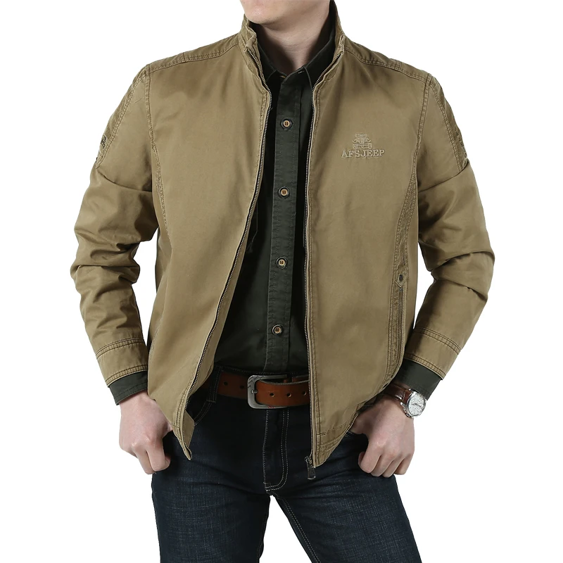 Stand Collar Mature man Jacket Brand Casual Spring Autumn Office