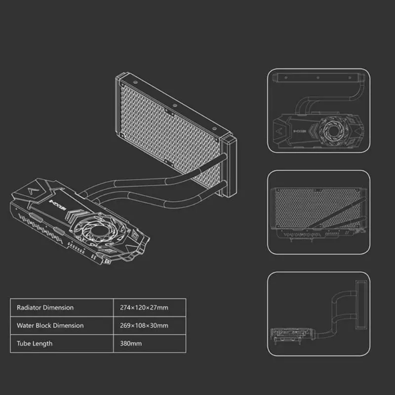 ID-COOLING ICEKIMO 240VGA-RGB Видеокарта кулер для воды для GeForce/AMD двойной шарикоподшипник энергосберегающий 3Pin интерфейс Coolin