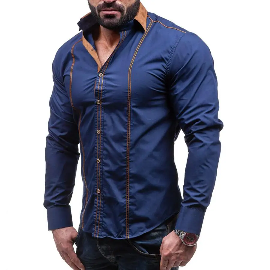 

Dropshipping Casual Shirts Men 2019 Brand Fashion Slim Solid Long Sleeve White Dress Shirt Plus Size Cotton Men's Clothing 4XL