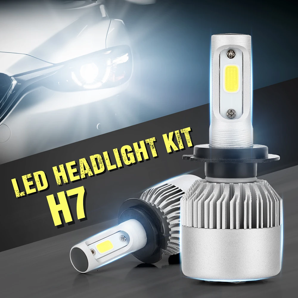 S2 1 пара авто Licht Led H7 6000 карат холодный белый 60 Вт 6000LM COB Чип Autos Teil Lampe|lamp lamp|lamp whitelampe h7 led |