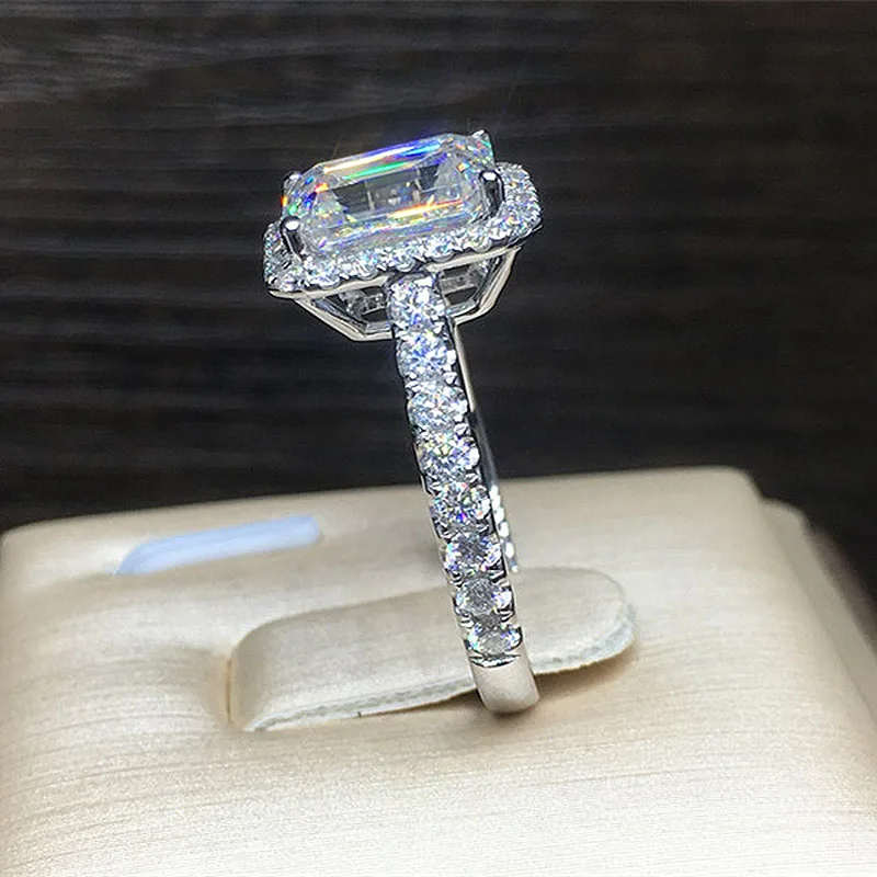 18 K Белое Золото 1ct 6,5 мм enverd Блестящий разрезанный Муассанит Halo Кольцо обручальное кольцо для женщин