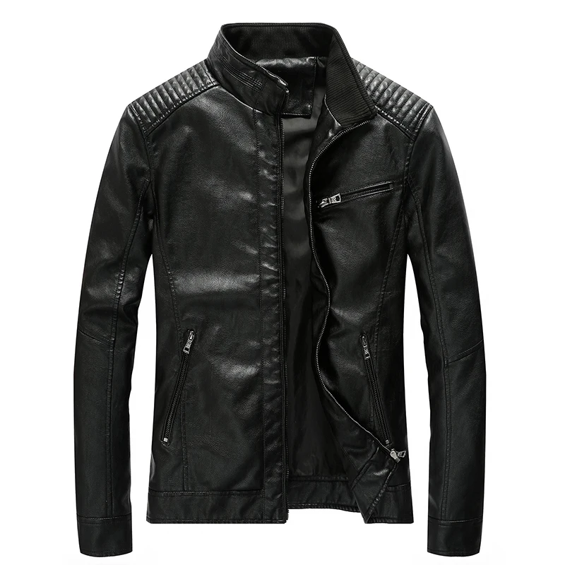 FGKKS брендовые мотоциклетные Для мужчин Искусственная кожа куртка 2018 мода Slim Fit куртка на молнии Для мужчин пальто из искусственной кожи