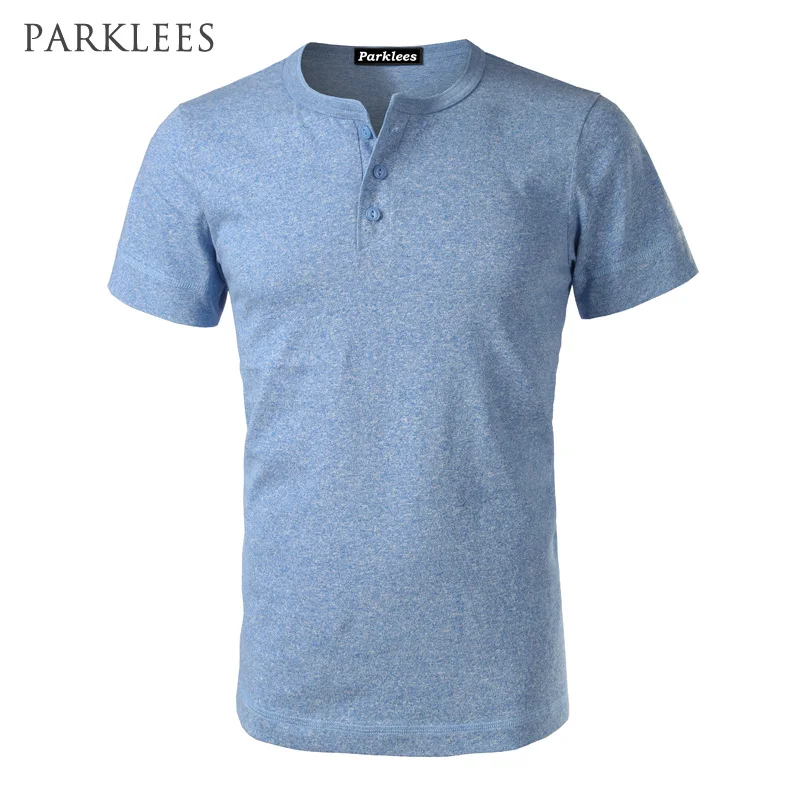 Vente Couleur unie t shirt hommes nouvel été Slim Fit à manches courtes hommes t shirts décontracté Amekaji Heavy Henley chemise t shirt Homme