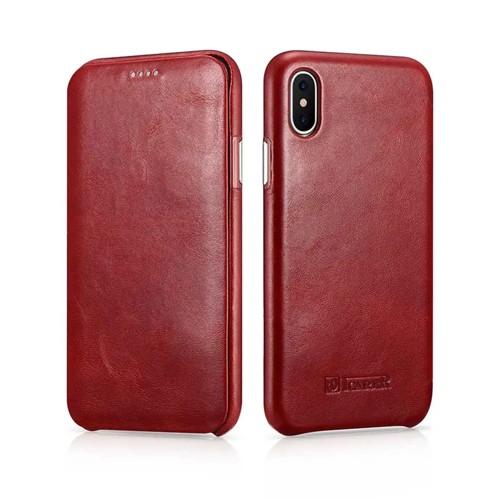 

Retro Slim Cowhide Genuine Leather Flip Case for iPhone X XR Business Real Leather Smart Phone Cover for Apple iPhone XS Max