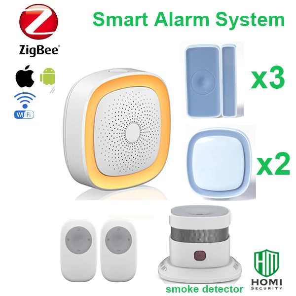 2017 Smart Zigbee Protocol Home Wifi Intruder Alarm & Fire Smoke Alarm