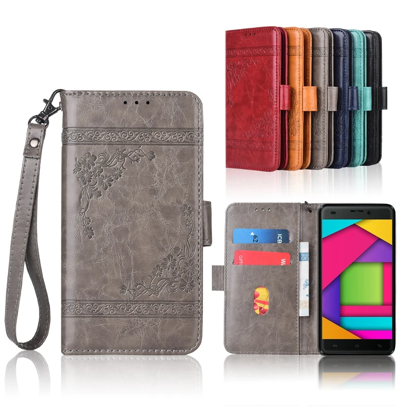 

Newest Wallet case for Nomi i5010 EVO M Flip case with Strap,100% special PU leather embossing flower book cover case