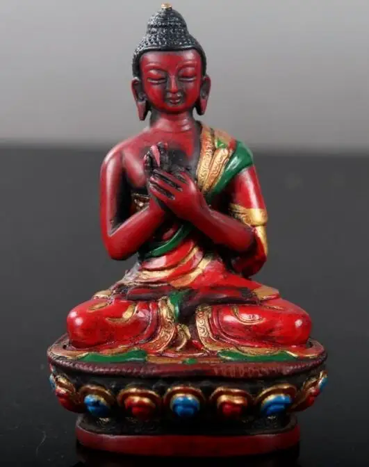 

Exquisite Collection Chinese Handwork Carving Tibet Turquoise Buddha Statue Exorcise Evil Spirits Blessing Good Luck Statue