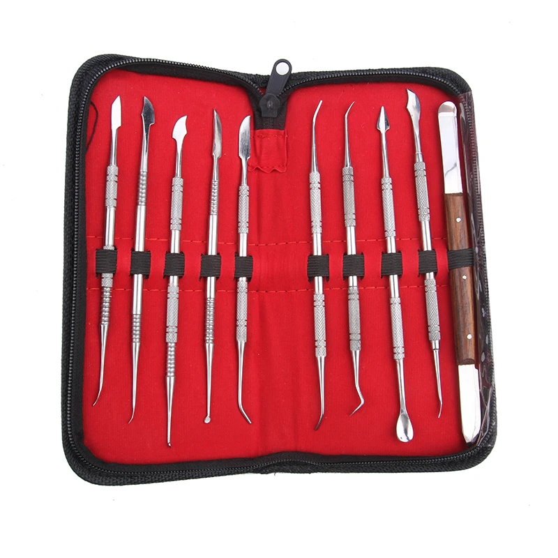 10 pcs/set Dental Wax Carving Tools Set Surgical Dentist Sculpture