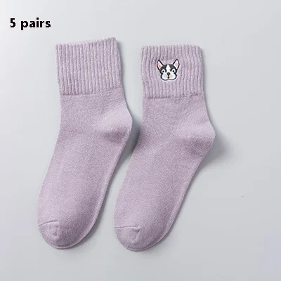 5 пар Женские носки Harajuku забавные носки с принтом уличная одежда Calcetines Mujer popsocken женские - Цвет: gray