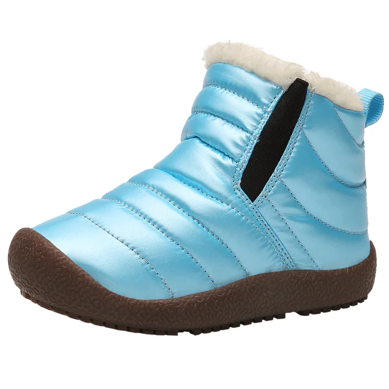 Waterproof Big Children Winter Boy Ankle Kids Warm Boots Little Girls Plush Snow Shoes Boots 3 4 5 6 7 8 9 10 11 12 13 14 Years - Цвет: blue