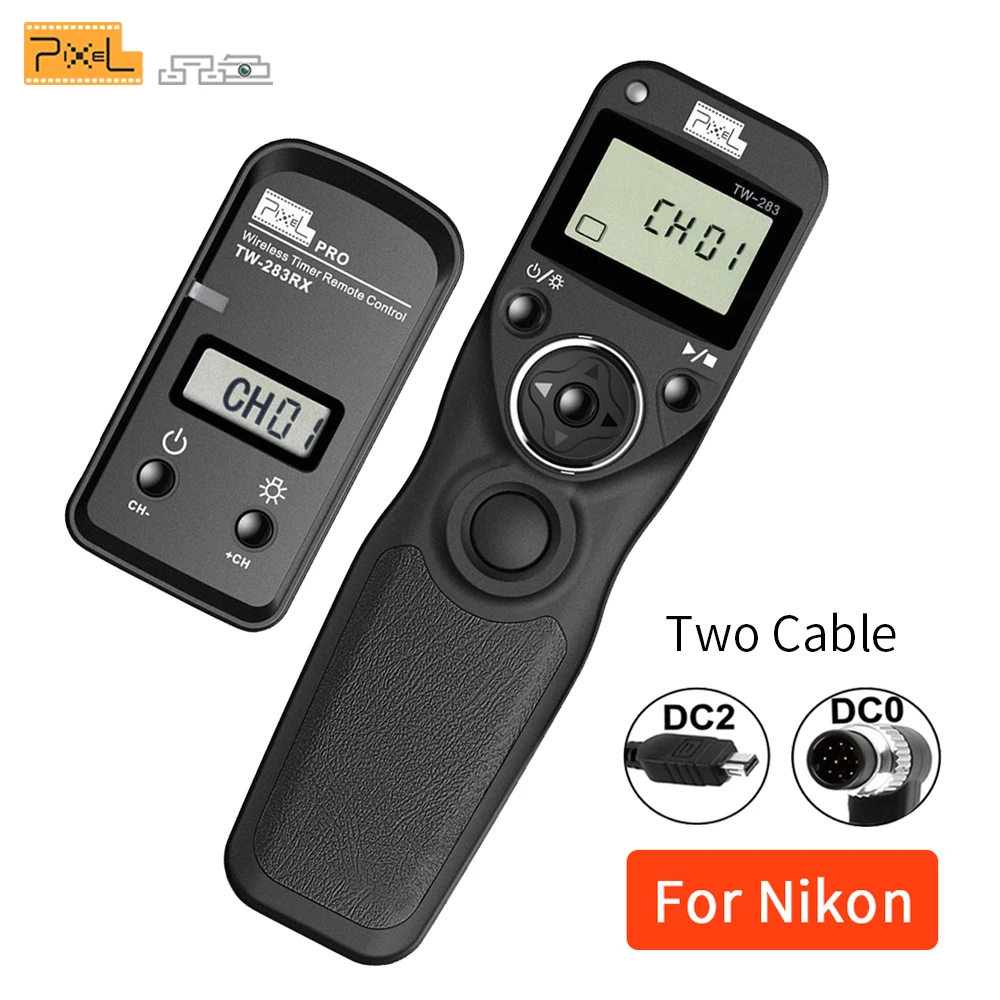 

PIXEL TW-283 DC0 Wireless LCD Timer Shutter Release Remote Control and Shutter Release DC2 Cable For Nikon D7100 D5500 D3300