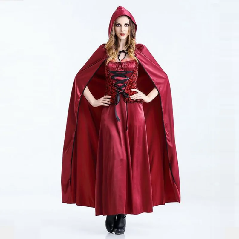 

Queen Of The Castle Costume Cosplay For Adult Halloween Cosplay Adult Costumes Beautiful Red Jumpsuit And Cloak With Hat