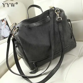 

Black and Grey Casual Tote Bag for Women Luxury Women's PU Leather Handbags Vintage Top-Handle Bags Famous Brands Crossbody Bag