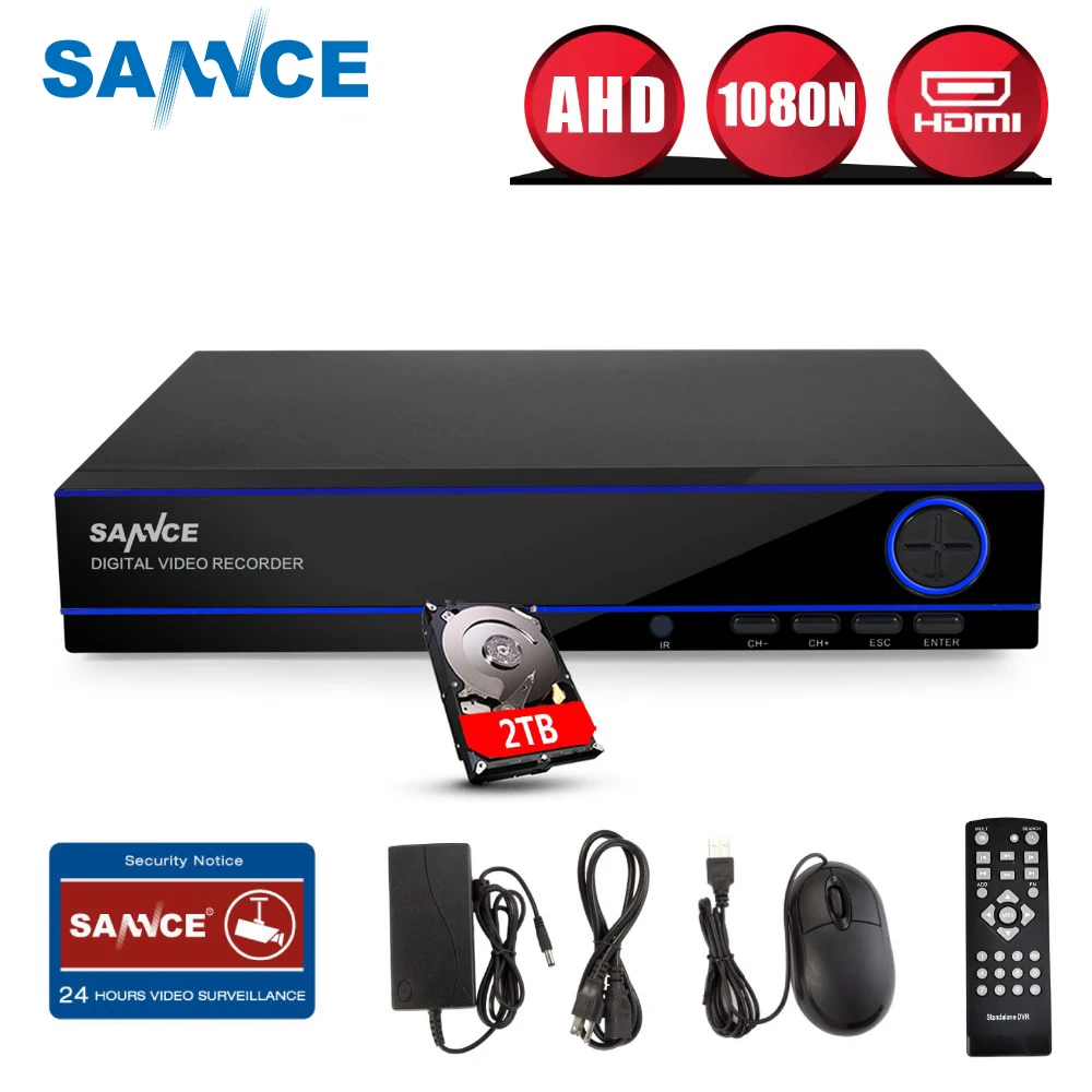 SANNCE домашнего наблюдения Системы 16CH полный 960H безопасности HI3531 DVR HDMI 1080N Гибридный CCTV NVR HVR видео Регистраторы для 16ти-канального видеорегистратора 2 ТБ