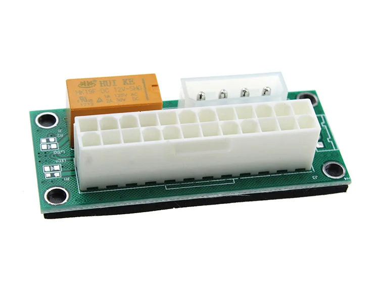 Dual PSU Adapter ATX 24Pin to 4Pin / SATA Molex Power Supply Sync Starter Card Extension Cable ADD2PSU for Bitcoin Mining Miner