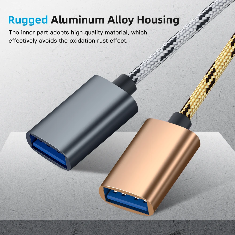 2 в 1 USB 3 0 OTG адаптер кабель для Samsung нейлоновая оплетка Micro Type C синхронизации