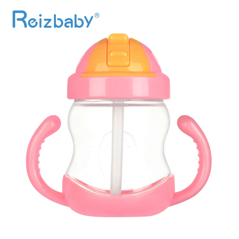 REIZBABY 280 мл детская бутылка соломенные ручки Нескользящие герметичные переносные безопасные детские чаши для кормления новорожденных