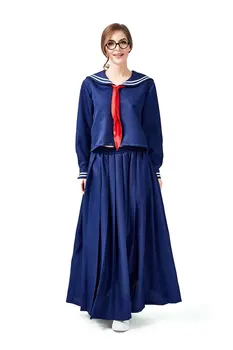 

New Women`s Navy Cosplay Costume Teenage Girl Halloween Navy Student Uniform Female Sailor Costume Fancy Dress Top+Long Skirt