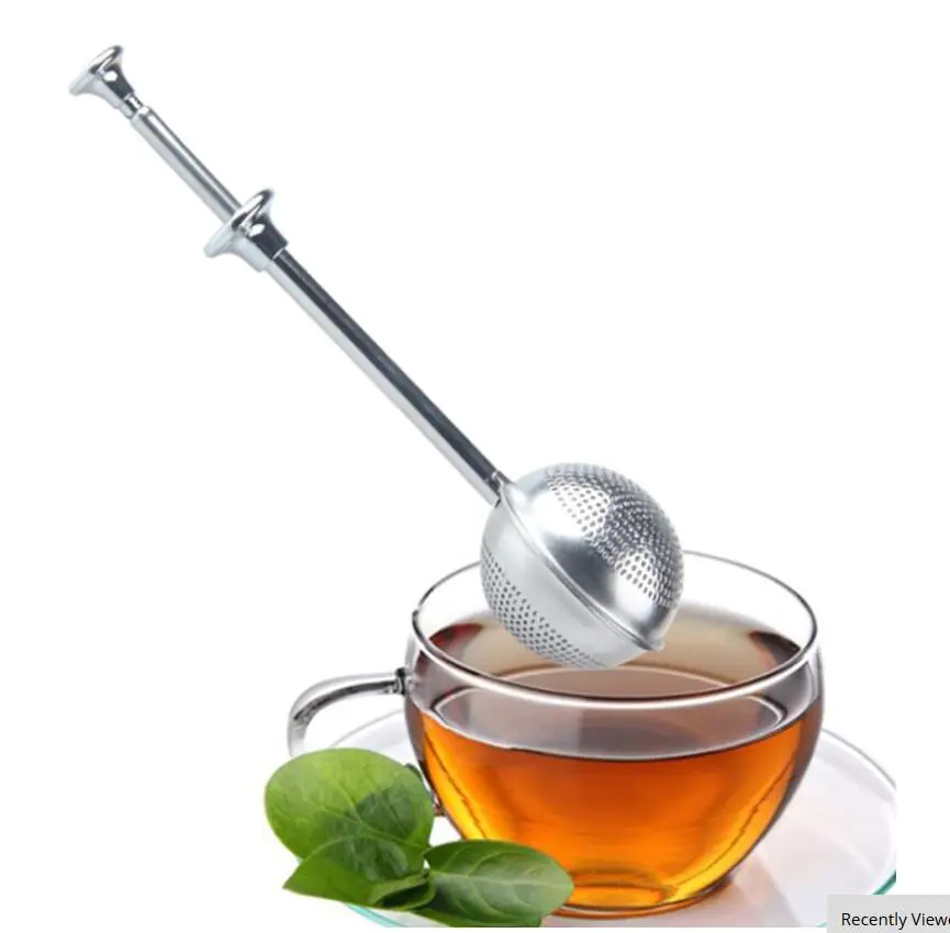 100pcs Mesh Loose Tea Ball Infuser Stainless Steel Spice Herbal Long