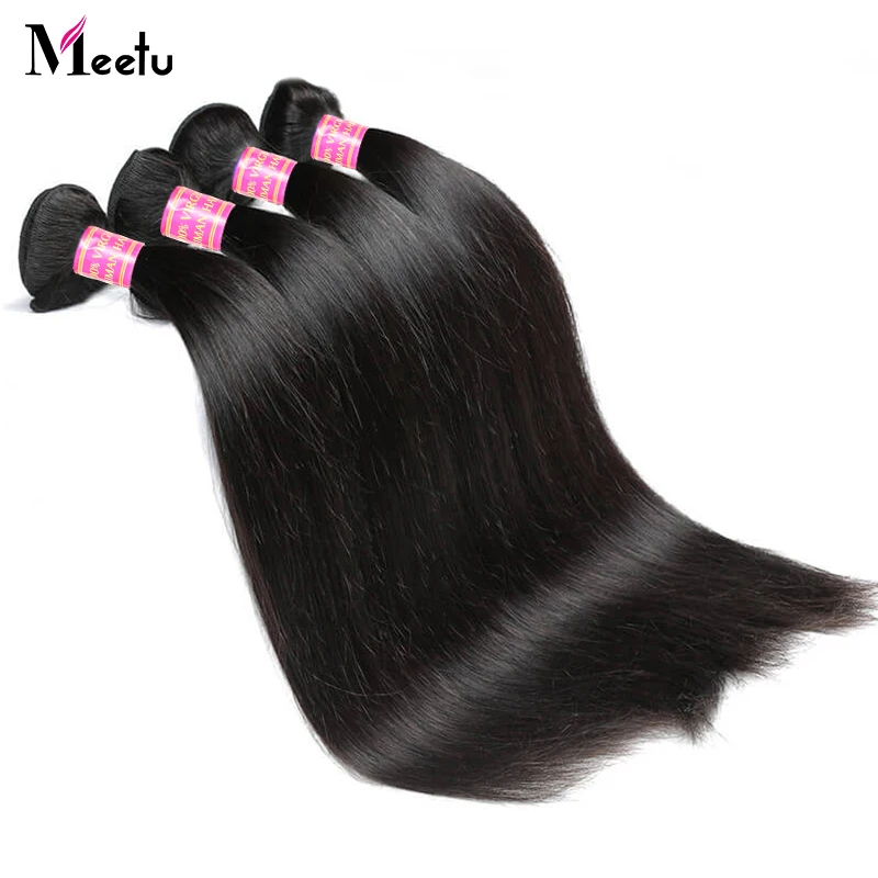 

Meetu Brazilian Straight Hair Bundles Human Hair Extensions 4 Bundles Deal Non Remy Hair Weave Bundles 8-28 inch Free Shipping