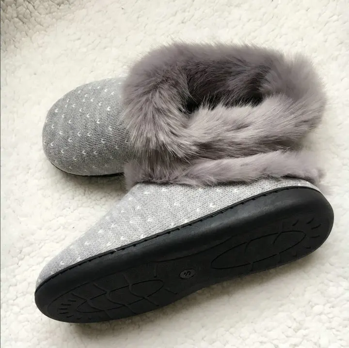 Women's Soft Knitted Comfort Hair Fluffy Memory Foam Anti-Skid Sole Slippers Fuzzy Plush Lining Slip-on women Shoes (6)