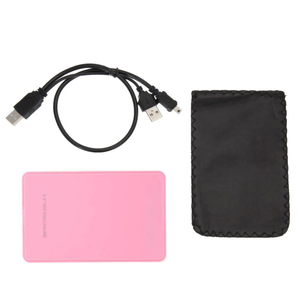 

Pink HDD Case External Enclosure USB 2.0 SATA HDD Case 2.5 Inch Support Hdd 2TB Hard Drive Disk with USB Cable