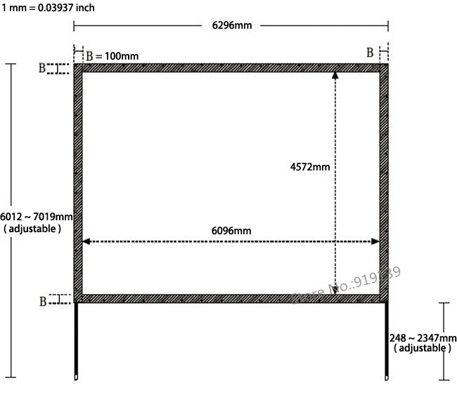300 inch 4 to 3 fast holding projection screen dimension